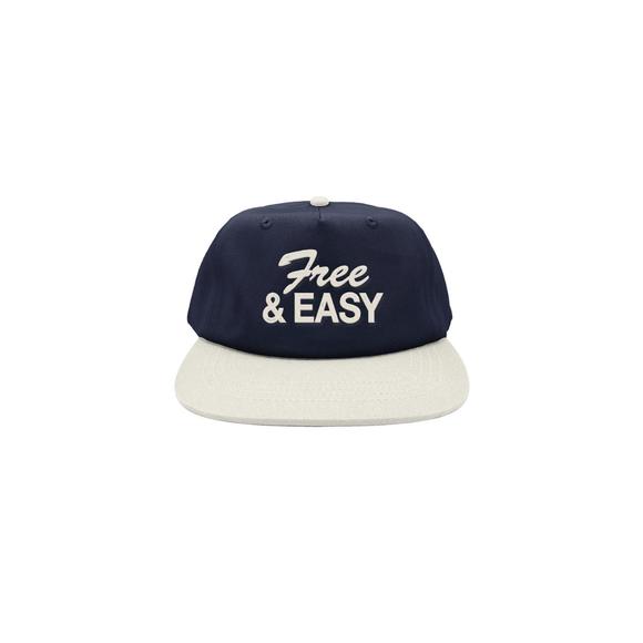NEW FREE & EASY men's two tone short brim snapback hat in navy/bone - Picture 1 of 2